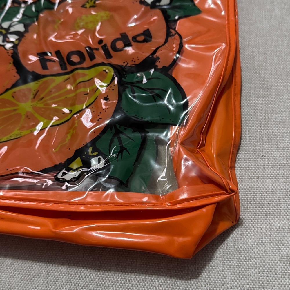 Vntg Florida Tourist Bag-Clear/Orange/Citrus Double Sided Logo-Hand Carry Strap - Picture 7 of 13